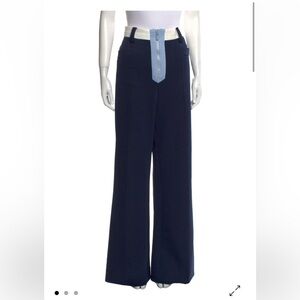 Miu Miu Dark Blue and Light Blue Wide Leg Trousers size 48 (close to a USA 8)
